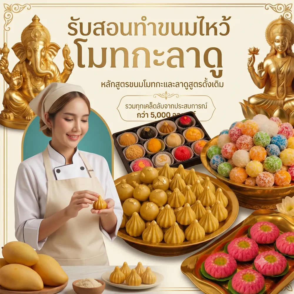 รับสอนทำขนมโมทกะลาดู ขนมไหว้เทพ
